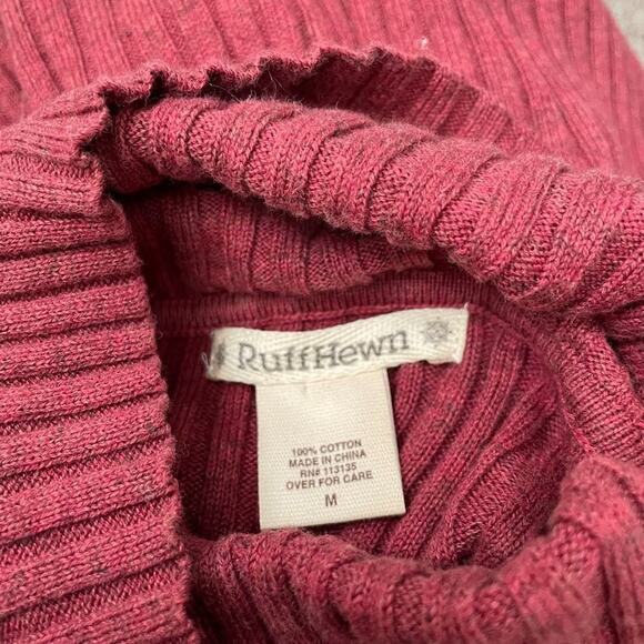 Ruff Hewn Size M Brick Red Ribbed Knit Turtleneck Sweater Y2K 2000s Minimalist - Picture 6 of 9